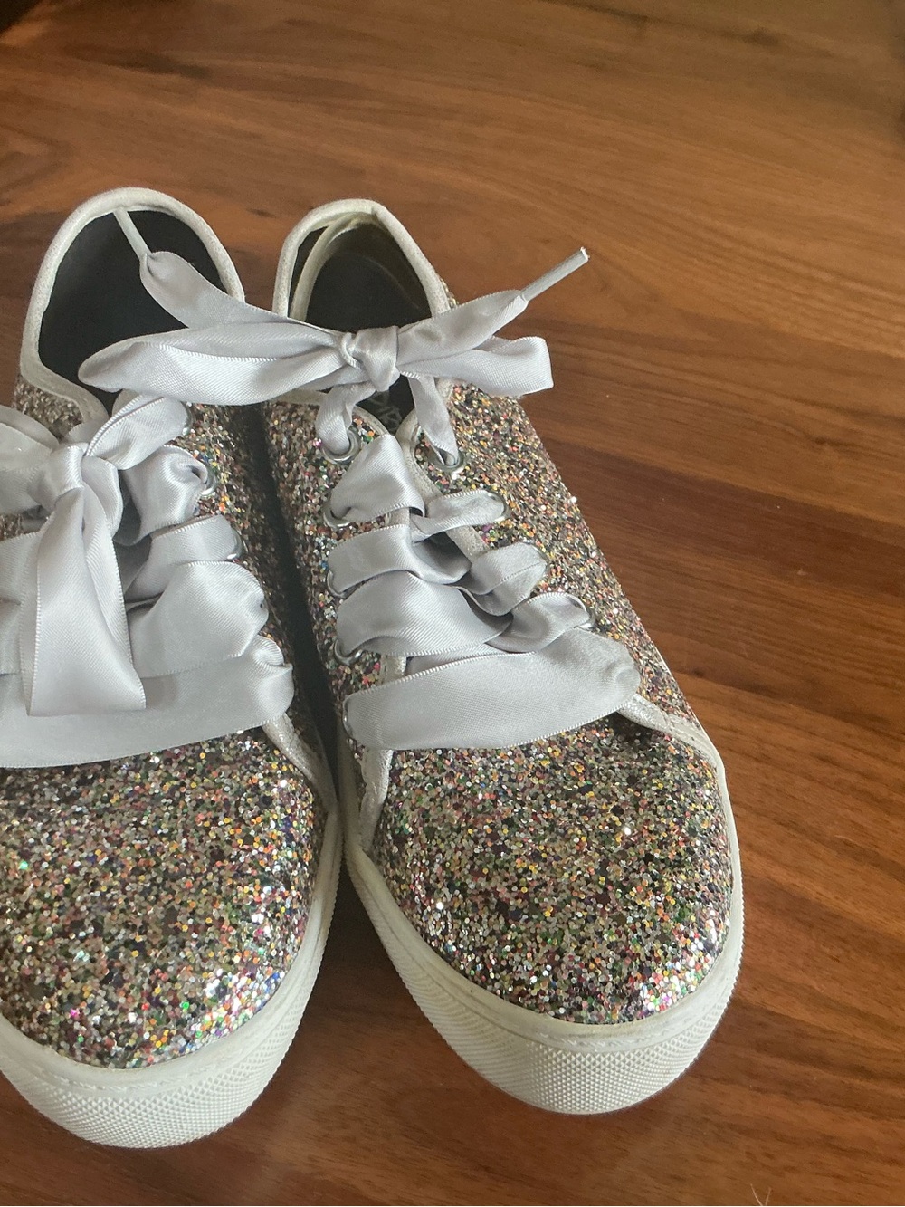 Dirty Laundry Multi-Color Glitter Sneakers with Satin Ribbon Laces